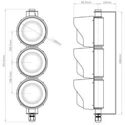 2D-ritning av Trafikljus TL-3 från ACS Nordic AB