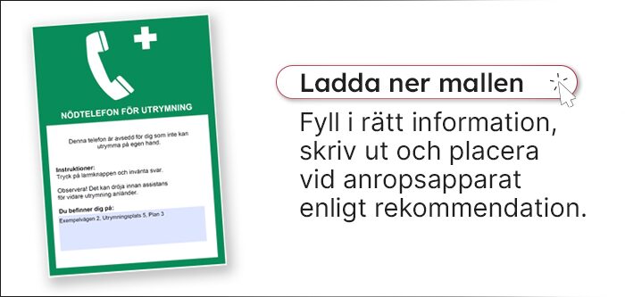 Skylt att ladda ner för att använda vid anropsaparat.